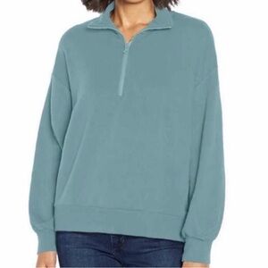 Three Dots Quarter Zip Collared Soft Lightweight Oversized Pullover XL